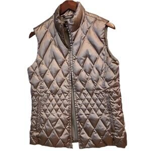 LANDS' END Goosedown Bronze Metallic Quilted Puffer Vest Size XS